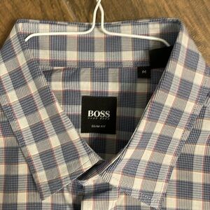 BOSS slim fit plaid shirt in excellent condition